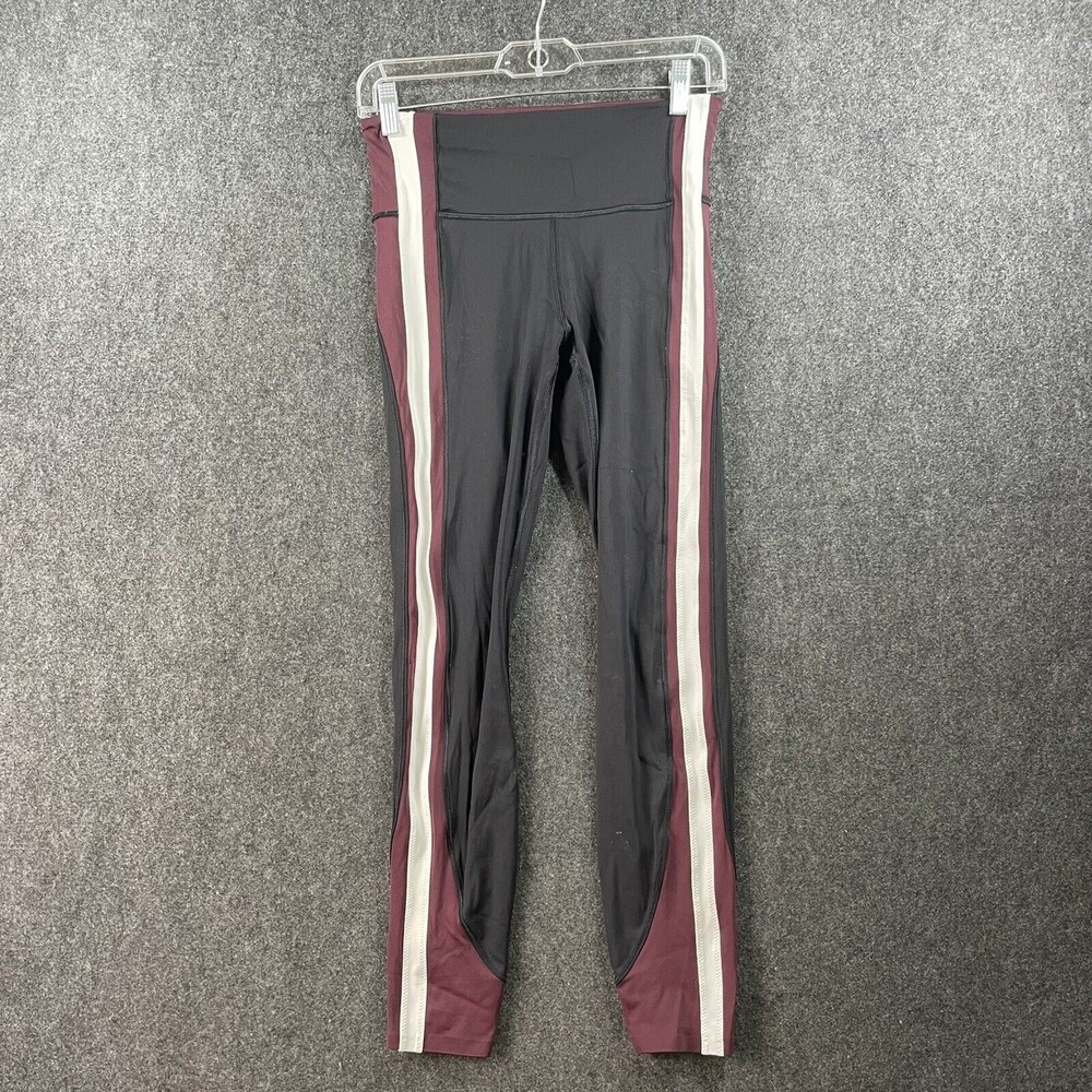 Athleta Womens Extra Small Black Red White Yoga Leggings Crunch 7/8 Tight EUC